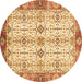 Round Abstract Brown Modern Rug, abs3545brn