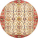 Round Machine Washable Abstract Brown Gold Rug, wshabs3545