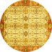 Round Abstract Yellow Modern Rug, abs3545yw