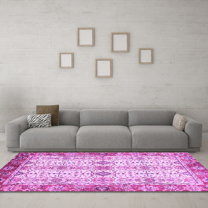 Machine Washable Abstract Purple Modern Area Rugs in a Living Room, wshabs3545pur