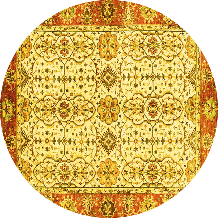 Round Machine Washable Abstract Yellow Modern Rug, wshabs3545yw
