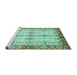 Sideview of Machine Washable Abstract Turquoise Modern Area Rugs, wshabs3545turq