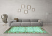 Machine Washable Abstract Turquoise Modern Area Rugs in a Living Room,, wshabs3545turq