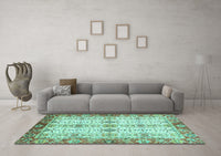 Machine Washable Abstract Turquoise Modern Rug, wshabs3545turq