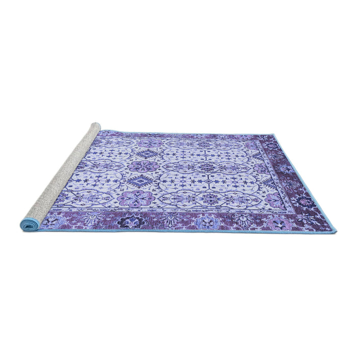 Sideview of Machine Washable Abstract Blue Modern Rug, wshabs3545blu