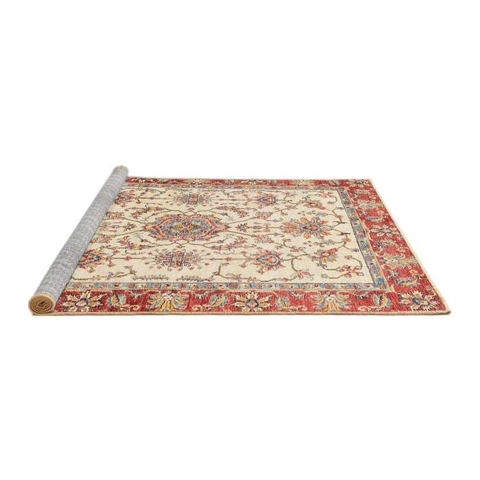 Sideview of Machine Washable Abstract Khaki Gold Rug, wshabs3546