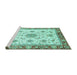 Sideview of Machine Washable Abstract Turquoise Modern Area Rugs, wshabs3546turq