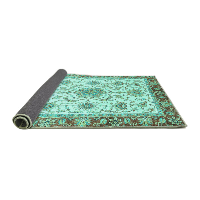 Sideview of Abstract Turquoise Modern Rug, abs3546turq