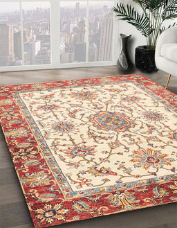 Abstract Khaki Gold Modern Rug in Family Room, abs3546