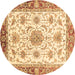 Round Machine Washable Abstract Brown Modern Rug, wshabs3546brn