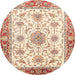 Round Abstract Khaki Gold Modern Rug, abs3546