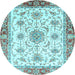 Round Abstract Light Blue Modern Rug, abs3546lblu