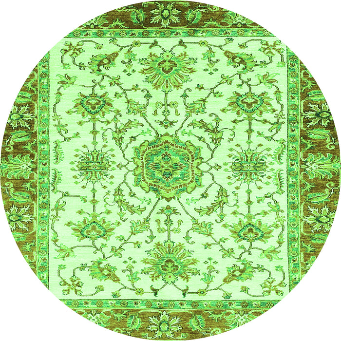 Round Abstract Green Modern Rug, abs3546grn