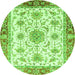 Round Abstract Green Modern Rug, abs3546grn