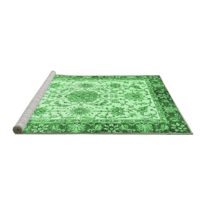 Sideview of Machine Washable Abstract Emerald Green Modern Area Rugs, wshabs3546emgrn