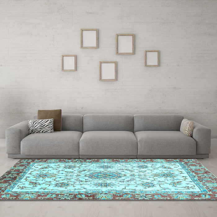 Machine Washable Abstract Light Blue Modern Rug in a Living Room, wshabs3546lblu