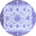 Round Machine Washable Abstract Blue Modern Rug, wshabs3546blu