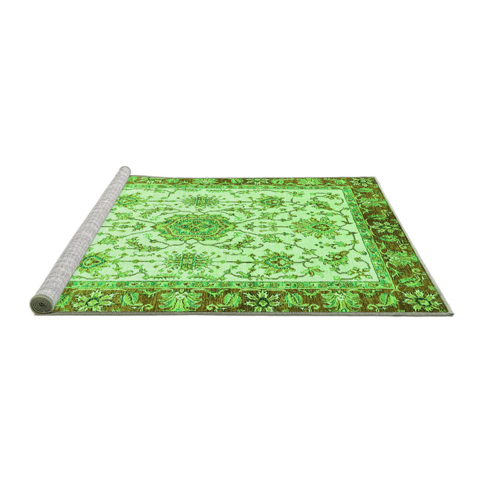 Sideview of Machine Washable Abstract Green Modern Area Rugs, wshabs3546grn