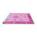 Sideview of Machine Washable Abstract Pink Modern Rug, wshabs3546pnk