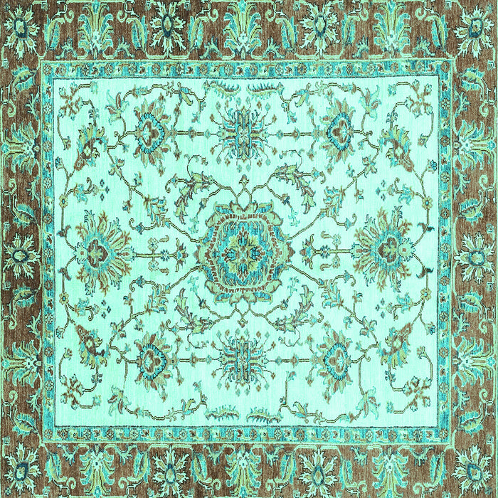 Square Machine Washable Abstract Turquoise Modern Area Rugs, wshabs3546turq