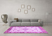 Machine Washable Abstract Purple Modern Area Rugs in a Living Room, wshabs3546pur