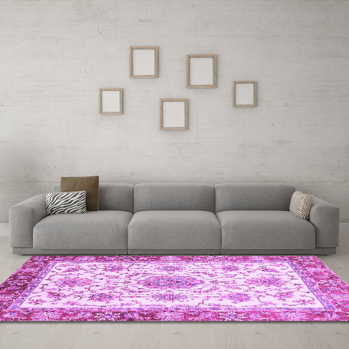 Machine Washable Abstract Purple Modern Area Rugs in a Living Room, wshabs3546pur