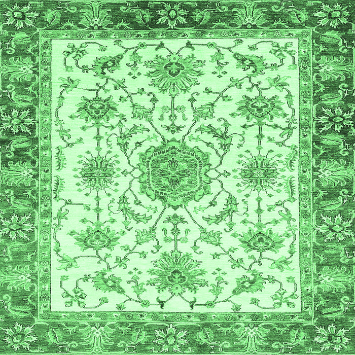 Square Abstract Emerald Green Modern Rug, abs3546emgrn