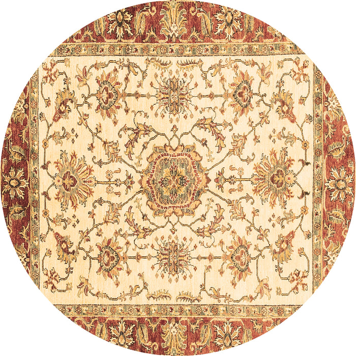 Round Abstract Brown Modern Rug, abs3546brn
