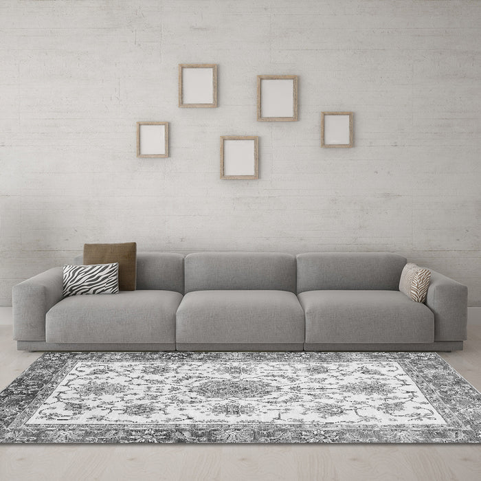 Machine Washable Abstract Gray Modern Rug in a Living Room,, wshabs3546gry