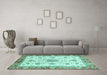 Machine Washable Abstract Turquoise Modern Area Rugs in a Living Room,, wshabs3546turq