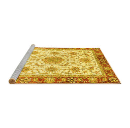 Sideview of Machine Washable Abstract Yellow Modern Rug, wshabs3546yw