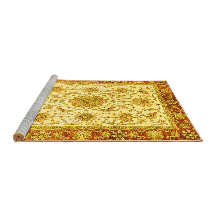 Sideview of Machine Washable Abstract Yellow Modern Rug, wshabs3546yw