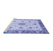 Sideview of Machine Washable Abstract Blue Modern Rug, wshabs3546blu