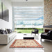 Square Abstract Khaki Gold Modern Rug in a Living Room, abs3546