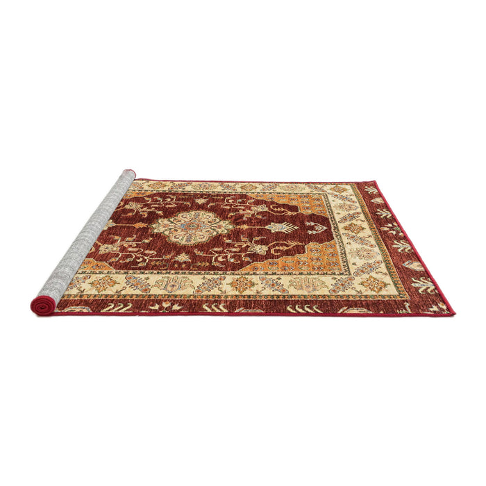 Sideview of Machine Washable Abstract Tomato Red Rug, wshabs3547