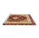 Sideview of Machine Washable Abstract Tomato Red Rug, wshabs3547