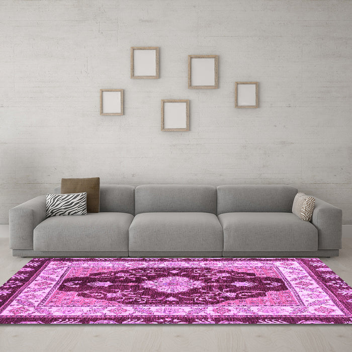 Machine Washable Abstract Purple Modern Area Rugs in a Living Room, wshabs3547pur