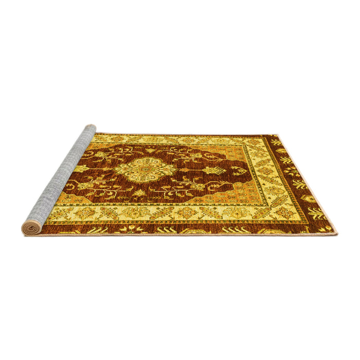 Sideview of Machine Washable Abstract Yellow Modern Rug, wshabs3547yw