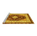 Sideview of Machine Washable Abstract Yellow Modern Rug, wshabs3547yw