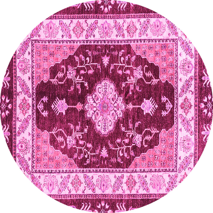Round Abstract Pink Modern Rug, abs3547pnk