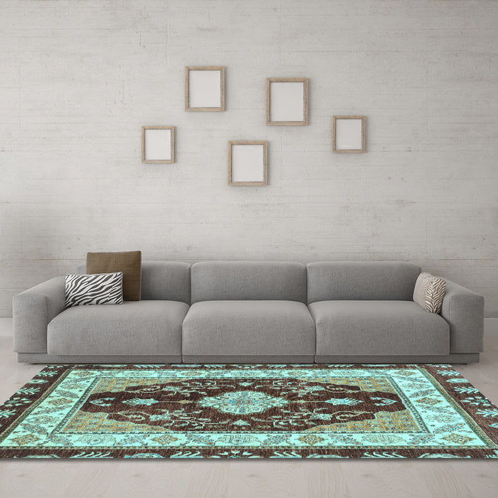 Machine Washable Abstract Light Blue Modern Rug in a Living Room, wshabs3547lblu