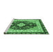 Sideview of Machine Washable Abstract Emerald Green Modern Area Rugs, wshabs3547emgrn