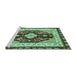 Sideview of Machine Washable Abstract Turquoise Modern Area Rugs, wshabs3547turq