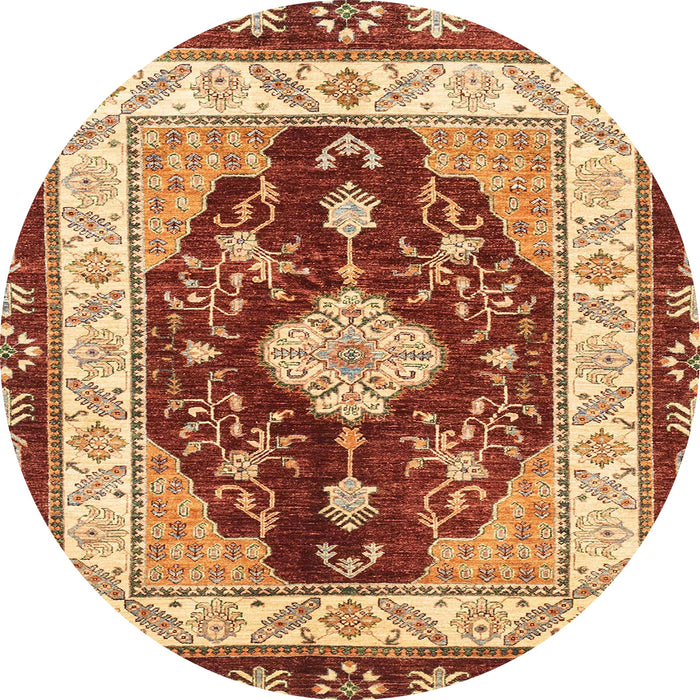 Round Machine Washable Abstract Tomato Red Rug, wshabs3547