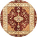 Round Machine Washable Abstract Tomato Red Rug, wshabs3547