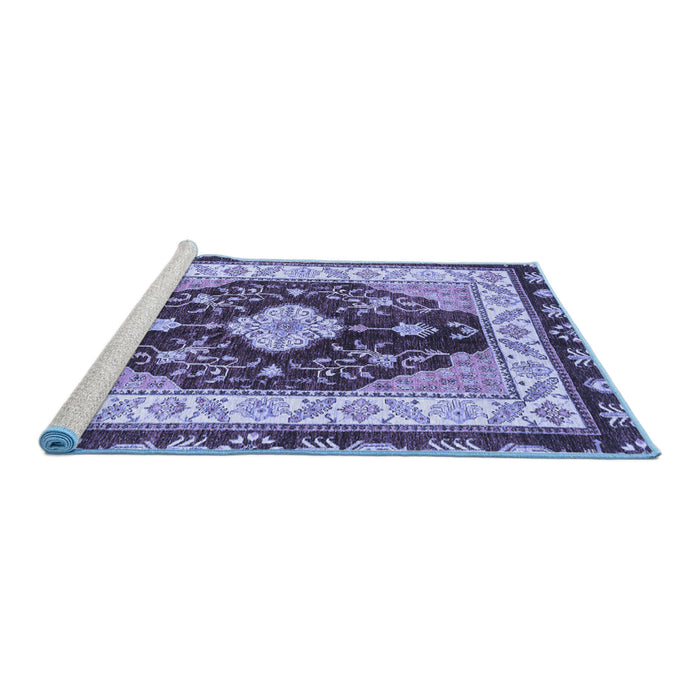 Sideview of Machine Washable Abstract Blue Modern Rug, wshabs3547blu