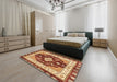 Abstract Red Modern Rug in a Bedroom, abs3547