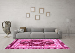 Machine Washable Abstract Pink Modern Rug in a Living Room, wshabs3547pnk