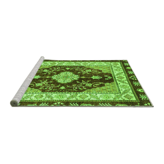 Sideview of Machine Washable Abstract Green Modern Area Rugs, wshabs3547grn