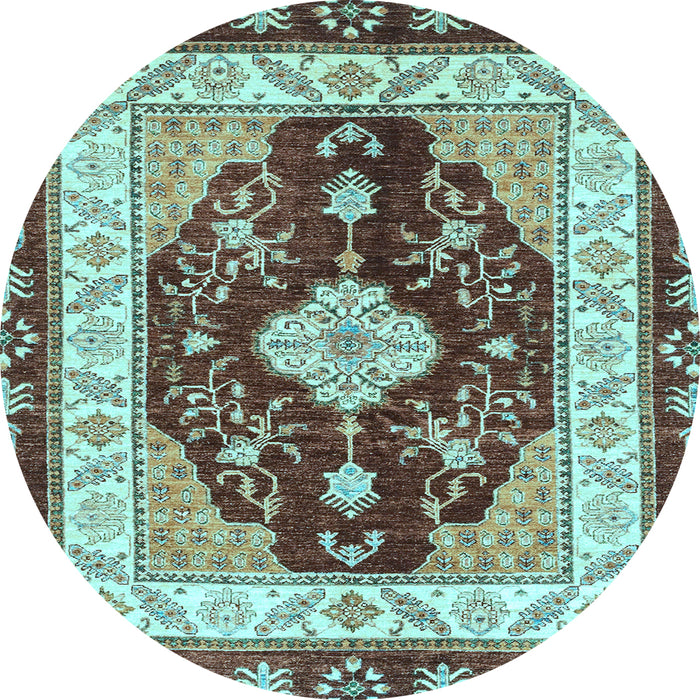 Round Abstract Light Blue Modern Rug, abs3547lblu